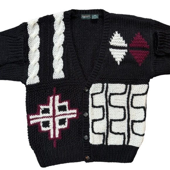 Vintage Black and White Geometric Cardigan - Picture 6 of 7